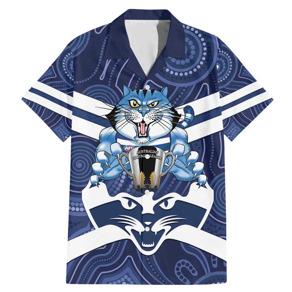 AFL Cats Football Personalised Family Matching Mermaid Dress and Hawaiian Shirt Final Geelong Premiers Trophy Aboriginal - Aussie Hoodie