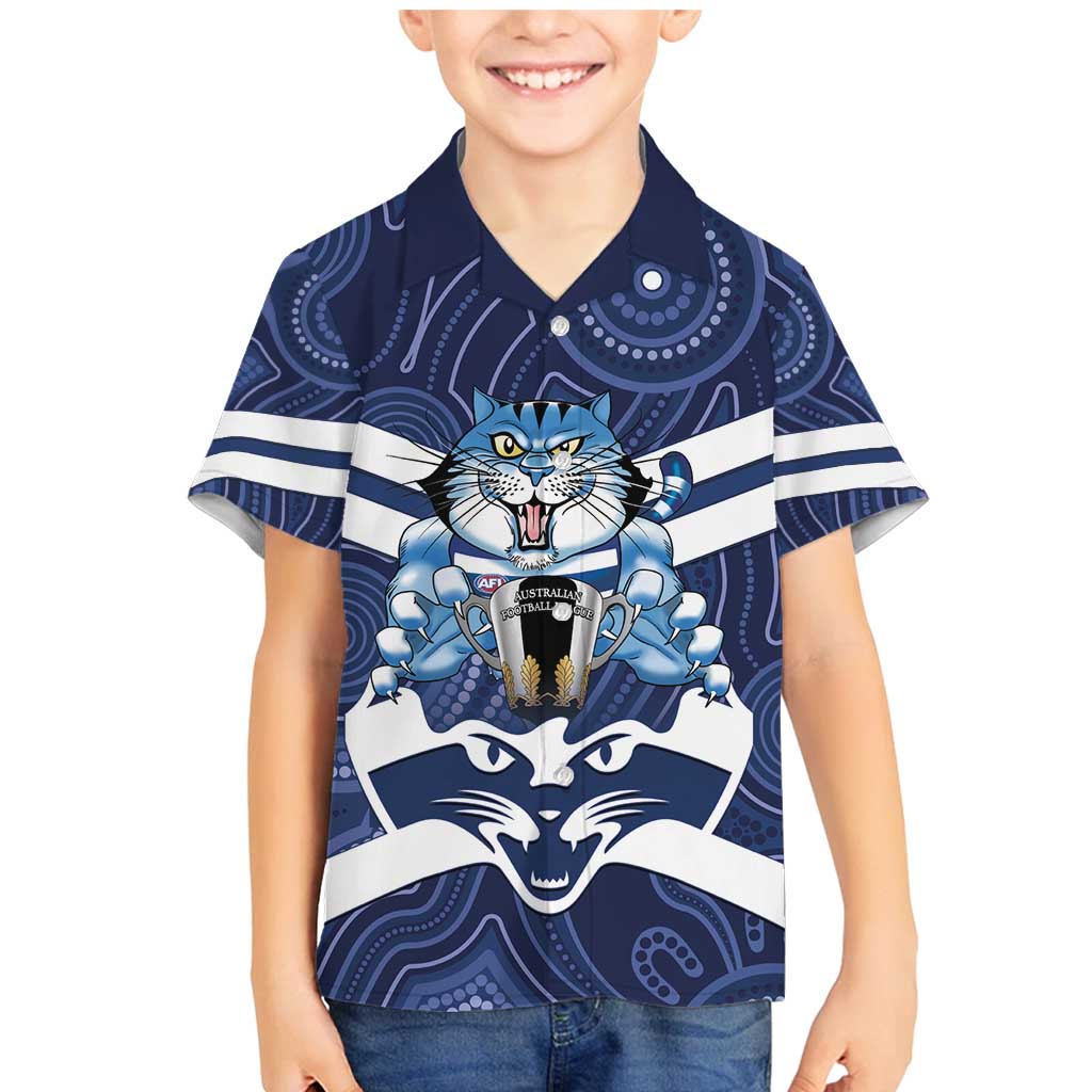 AFL Cats Football Personalised Family Matching Mermaid Dress and Hawaiian Shirt Final Geelong Premiers Trophy Aboriginal - Aussie Hoodie