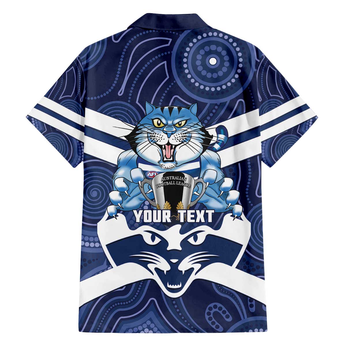 AFL Cats Football Personalised Family Matching Off The Shoulder Long Sleeve Dress and Hawaiian Shirt Final Geelong Premiers Trophy Aboriginal - Aussie Hoodie
