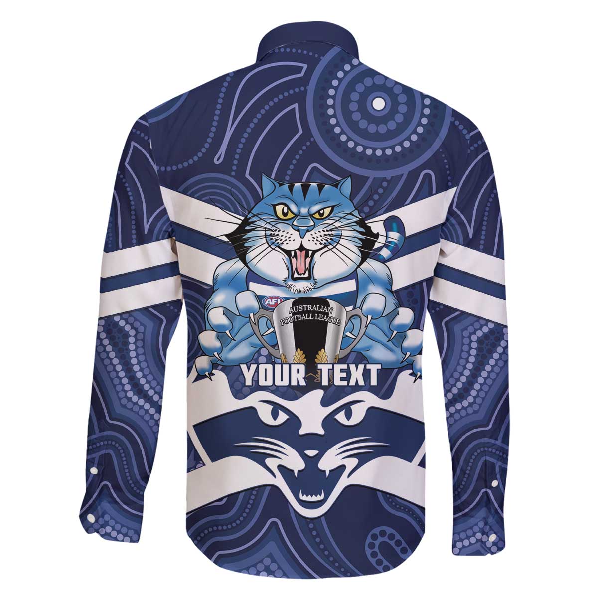 AFL Cats Football Personalised Family Matching Off The Shoulder Long Sleeve Dress and Hawaiian Shirt Final Geelong Premiers Trophy Aboriginal - Aussie Hoodie
