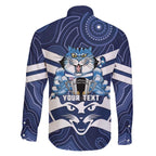 AFL Cats Football Personalised Family Matching Off The Shoulder Long Sleeve Dress and Hawaiian Shirt Final Geelong Premiers Trophy Aboriginal - Aussie Hoodie