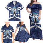 AFL Cats Football Personalised Family Matching Off Shoulder Maxi Dress and Hawaiian Shirt Final Geelong Premiers Trophy Aboriginal - Aussie Hoodie