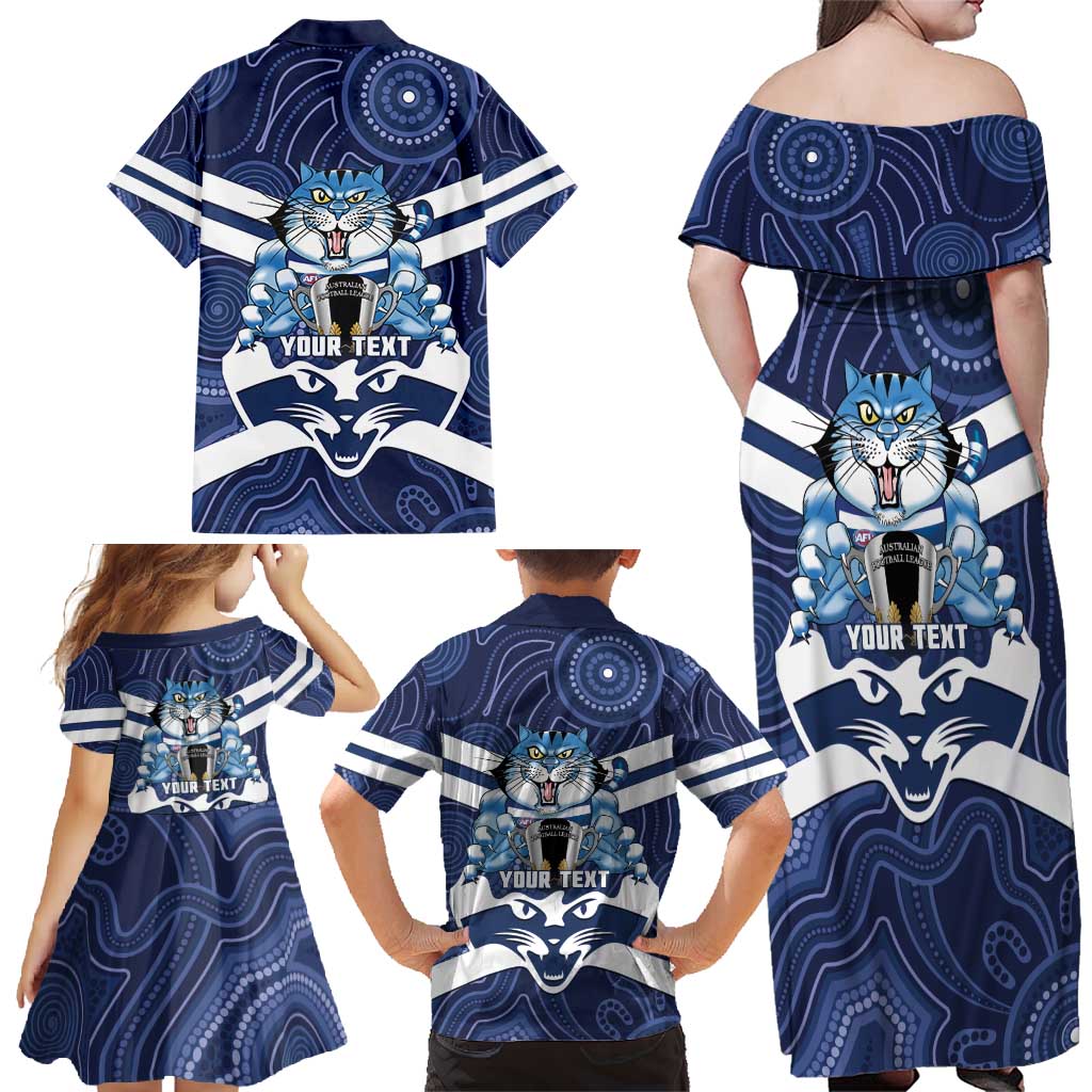 AFL Cats Football Personalised Family Matching Off Shoulder Maxi Dress and Hawaiian Shirt Final Geelong Premiers Trophy Aboriginal - Aussie Hoodie