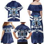 AFL Cats Football Personalised Family Matching Off Shoulder Maxi Dress and Hawaiian Shirt Final Geelong Premiers Trophy Aboriginal - Aussie Hoodie