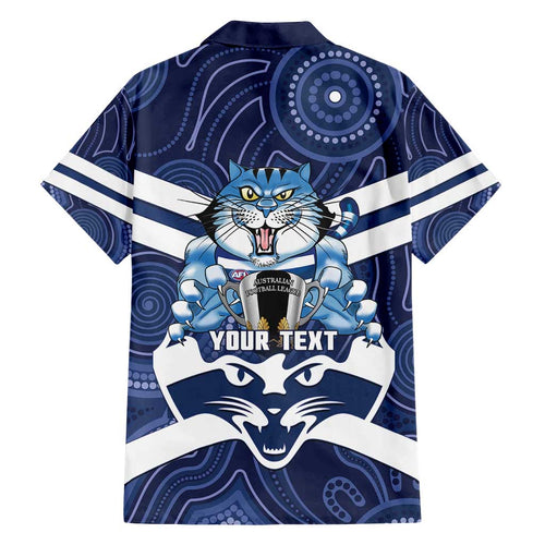 AFL Cats Football Personalised Family Matching Off Shoulder Maxi Dress and Hawaiian Shirt Final Geelong Premiers Trophy Aboriginal - Aussie Hoodie