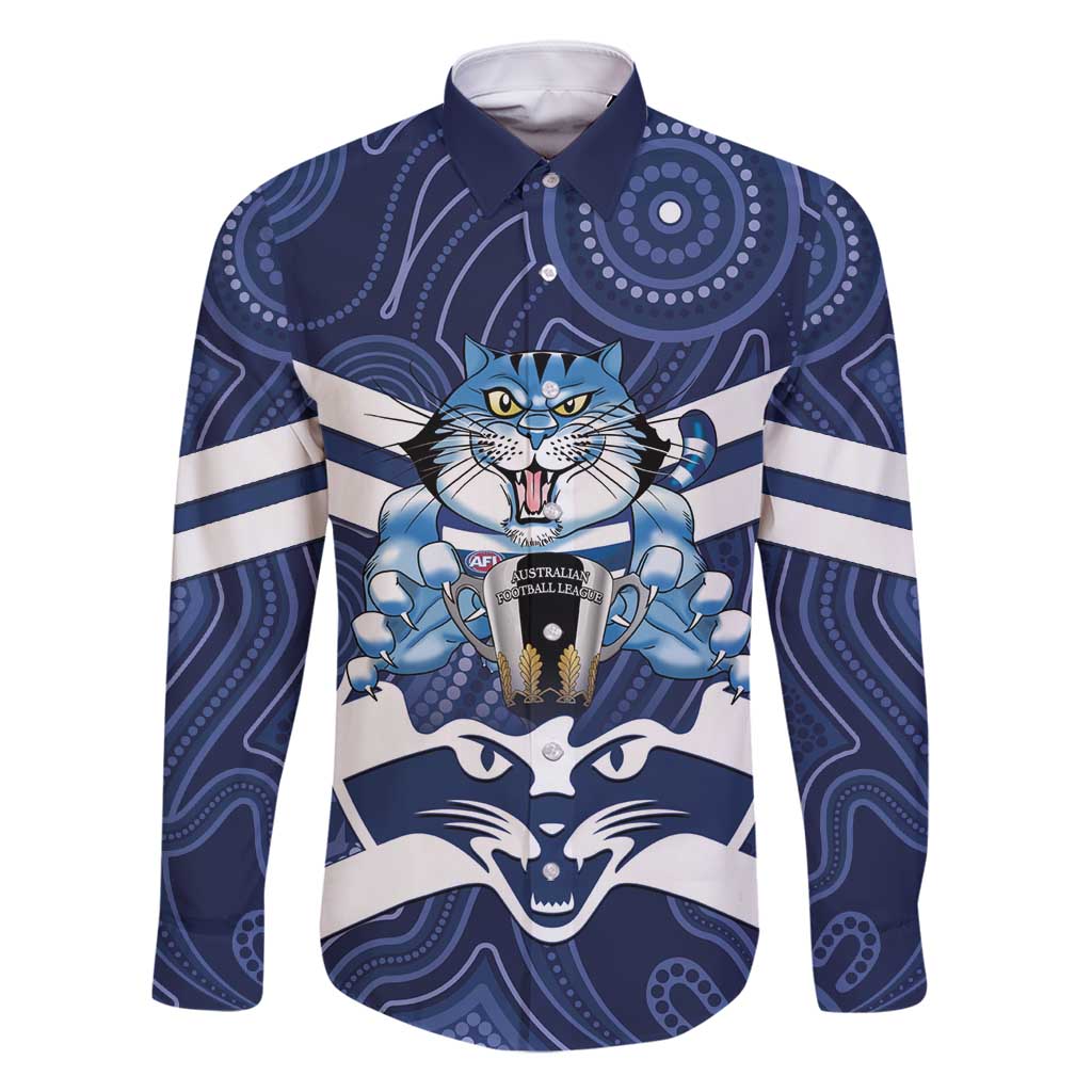 AFL Cats Football Personalised Family Matching Off Shoulder Maxi Dress and Hawaiian Shirt Final Geelong Premiers Trophy Aboriginal - Aussie Hoodie