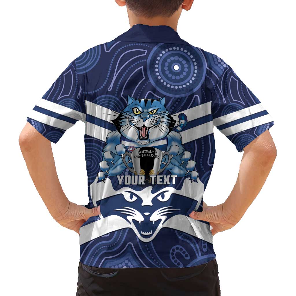 AFL Cats Football Personalised Family Matching Off Shoulder Short Dress and Hawaiian Shirt Final Geelong Premiers Trophy Aboriginal - Aussie Hoodie