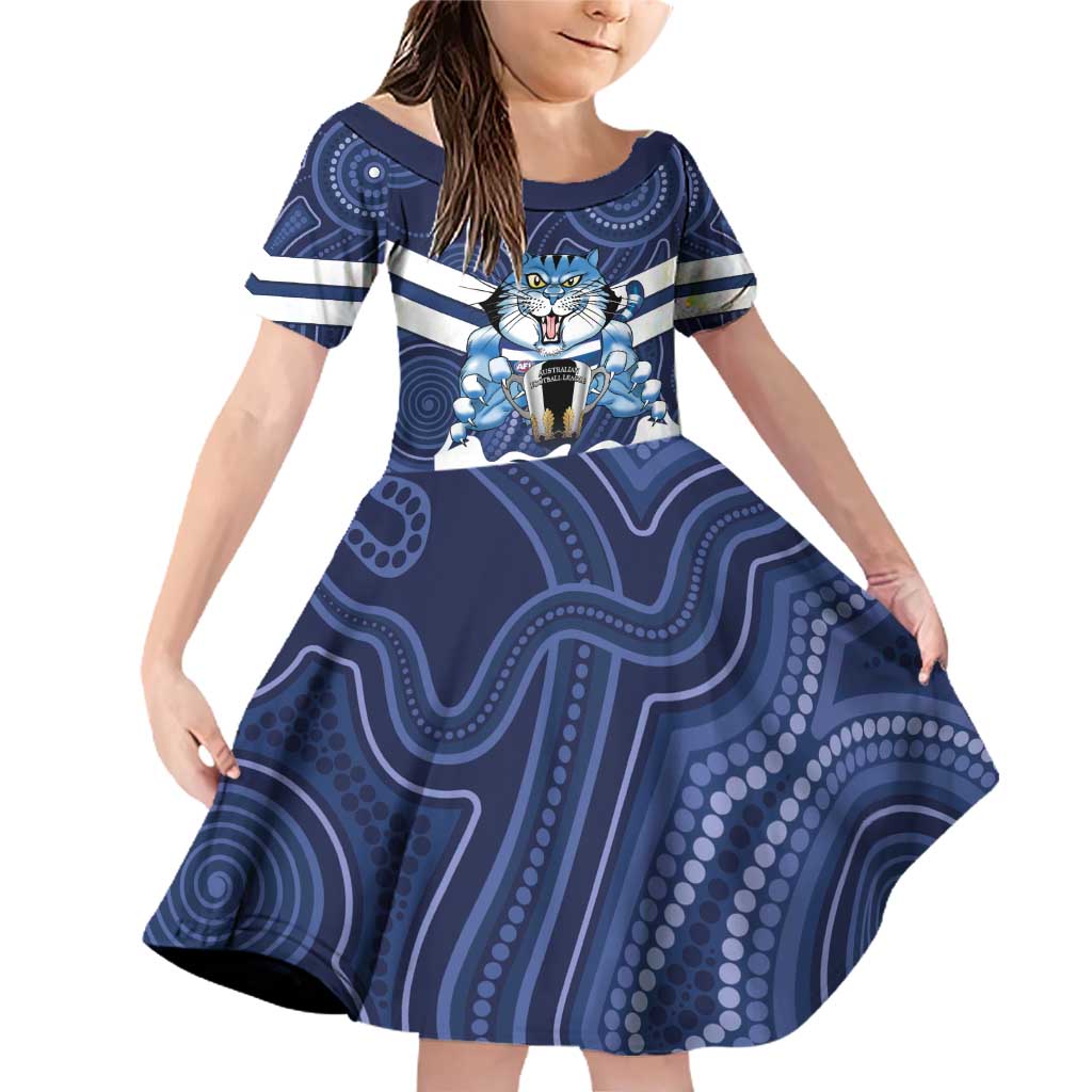 AFL Cats Football Personalised Family Matching Off Shoulder Short Dress and Hawaiian Shirt Final Geelong Premiers Trophy Aboriginal - Aussie Hoodie
