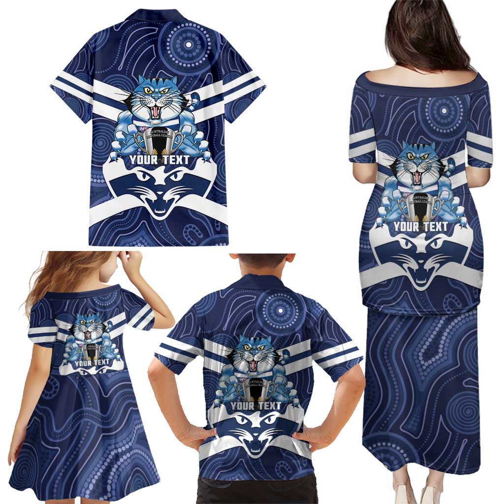 AFL Cats Football Personalised Family Matching Puletasi and Hawaiian Shirt Final Geelong Premiers Trophy Aboriginal - Aussie Hoodie