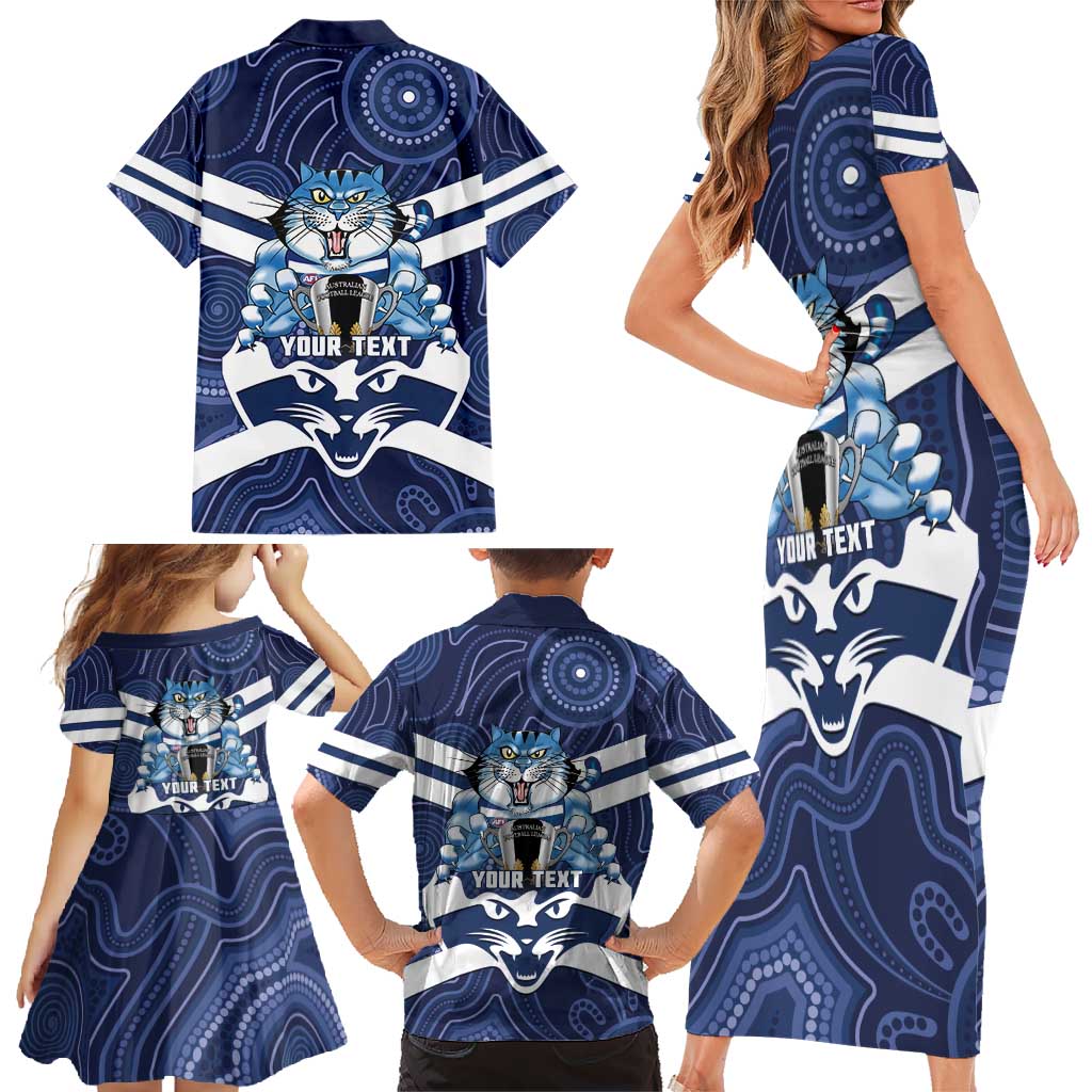AFL Cats Football Personalised Family Matching Short Sleeve Bodycon Dress and Hawaiian Shirt Final Geelong Premiers Trophy Aboriginal - Aussie Hoodie