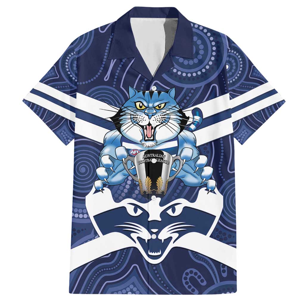 AFL Cats Football Personalised Family Matching Short Sleeve Bodycon Dress and Hawaiian Shirt Final Geelong Premiers Trophy Aboriginal - Aussie Hoodie