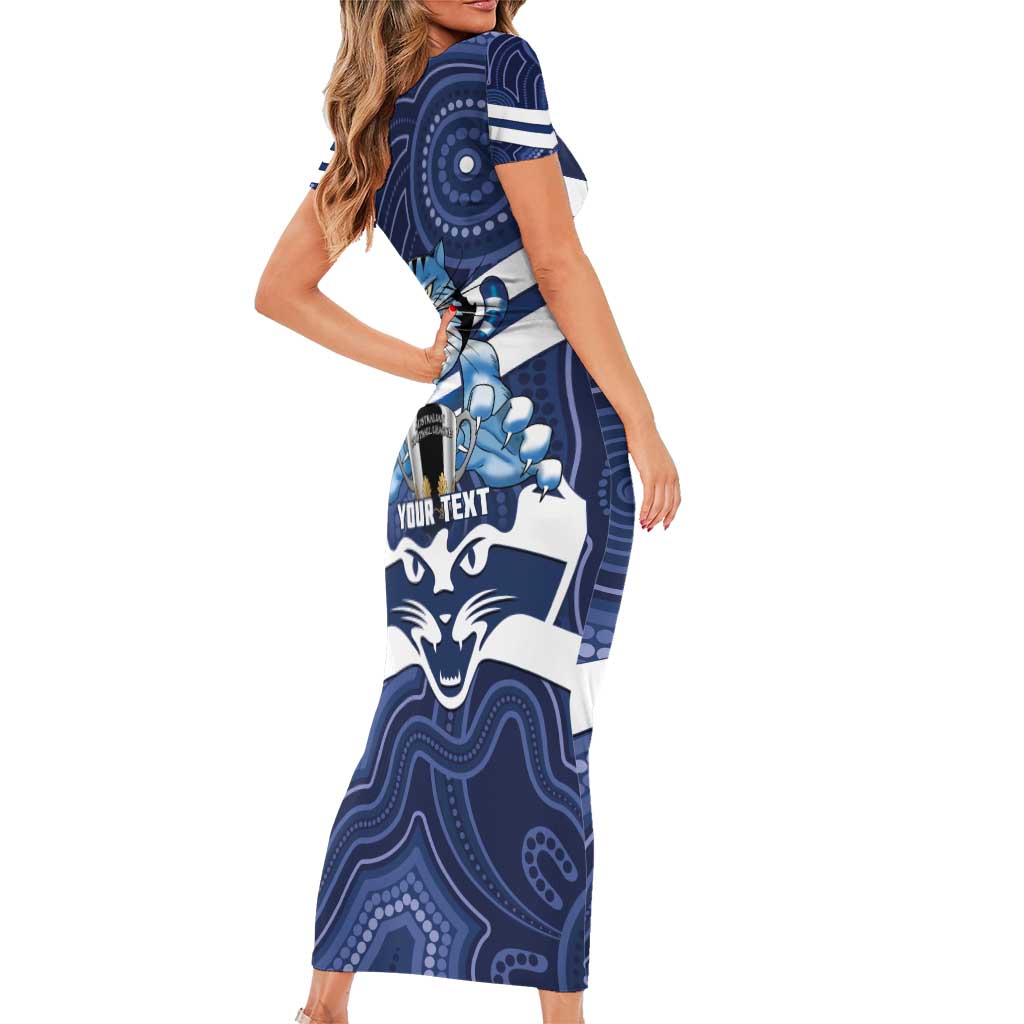 AFL Cats Football Personalised Family Matching Short Sleeve Bodycon Dress and Hawaiian Shirt Final Geelong Premiers Trophy Aboriginal - Aussie Hoodie