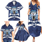AFL Cats Football Personalised Family Matching Summer Maxi Dress and Hawaiian Shirt Final Geelong Premiers Trophy Aboriginal - Aussie Hoodie