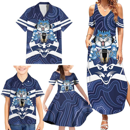 AFL Cats Football Personalised Family Matching Summer Maxi Dress and Hawaiian Shirt Final Geelong Premiers Trophy Aboriginal - Aussie Hoodie