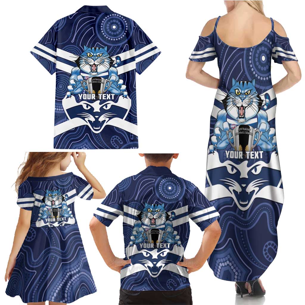 AFL Cats Football Personalised Family Matching Summer Maxi Dress and Hawaiian Shirt Final Geelong Premiers Trophy Aboriginal - Aussie Hoodie