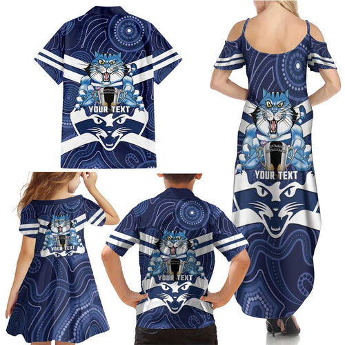 AFL Cats Football Personalised Family Matching Summer Maxi Dress and Hawaiian Shirt Final Geelong Premiers Trophy Aboriginal - Aussie Hoodie