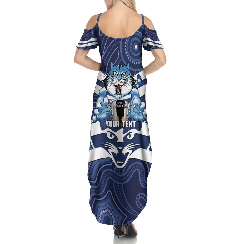 AFL Cats Football Personalised Family Matching Summer Maxi Dress and Hawaiian Shirt Final Geelong Premiers Trophy Aboriginal - Aussie Hoodie