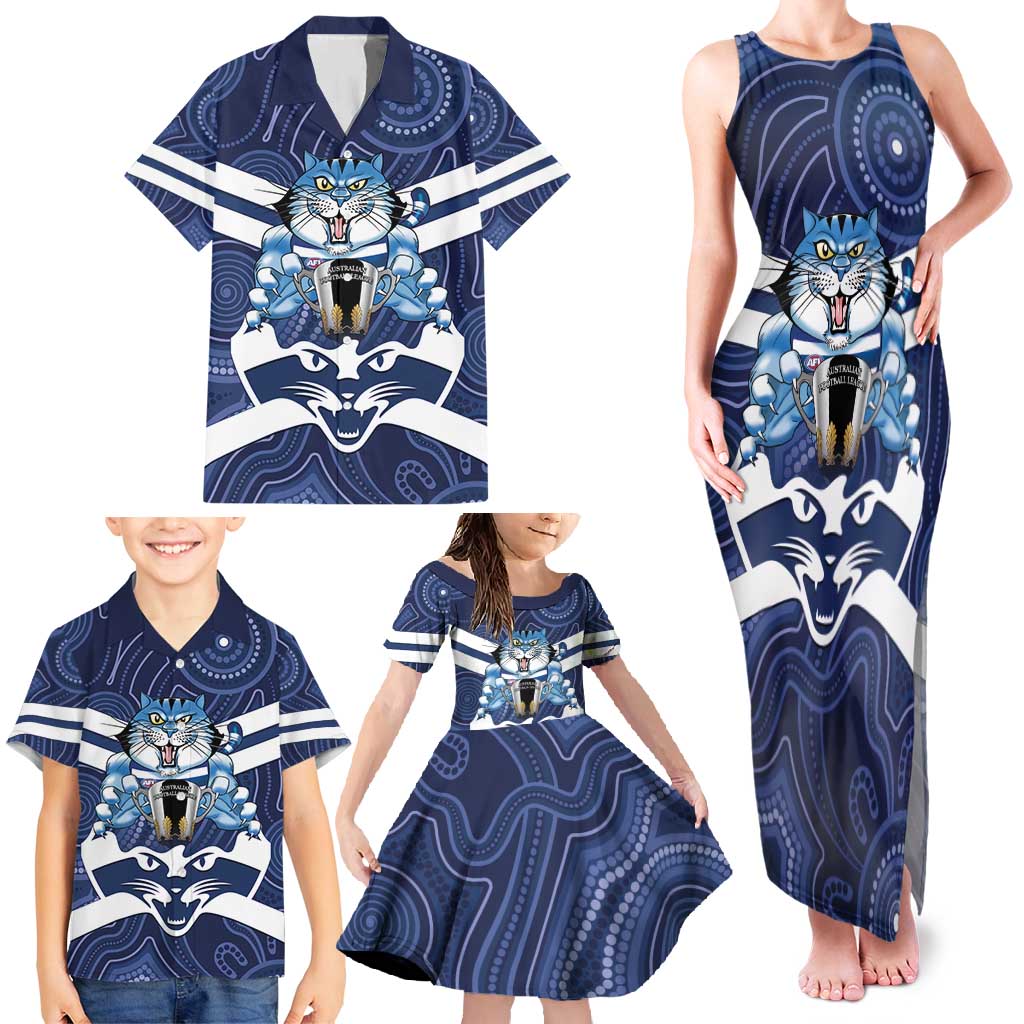 AFL Cats Football Personalised Family Matching Tank Maxi Dress and Hawaiian Shirt Final Geelong Premiers Trophy Aboriginal - Aussie Hoodie