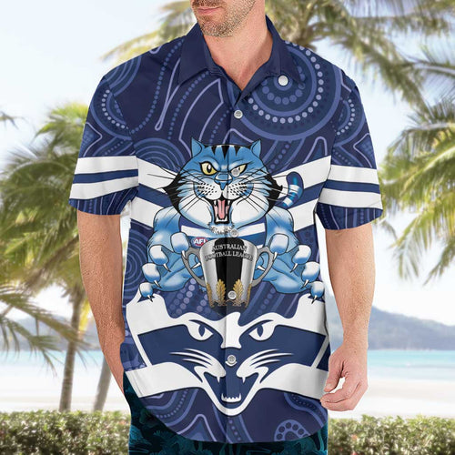 AFL Cats Football Personalised Hawaiian Shirt Final Geelong Premiers Trophy Aboriginal - Aussie Hoodie