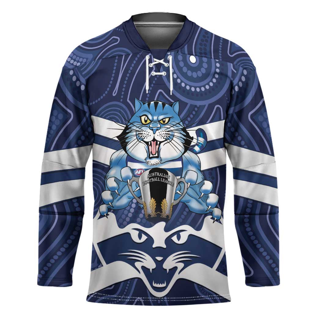 AFL Cats Football Personalised Hockey Jersey Final Geelong Premiers Trophy Aboriginal - Aussie Hoodie
