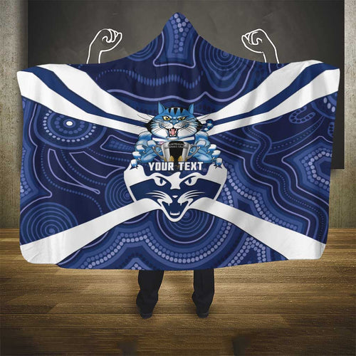 AFL Cats Football Personalised Hooded Blanket Final Geelong Premiers Trophy Aboriginal - Aussie Hoodie