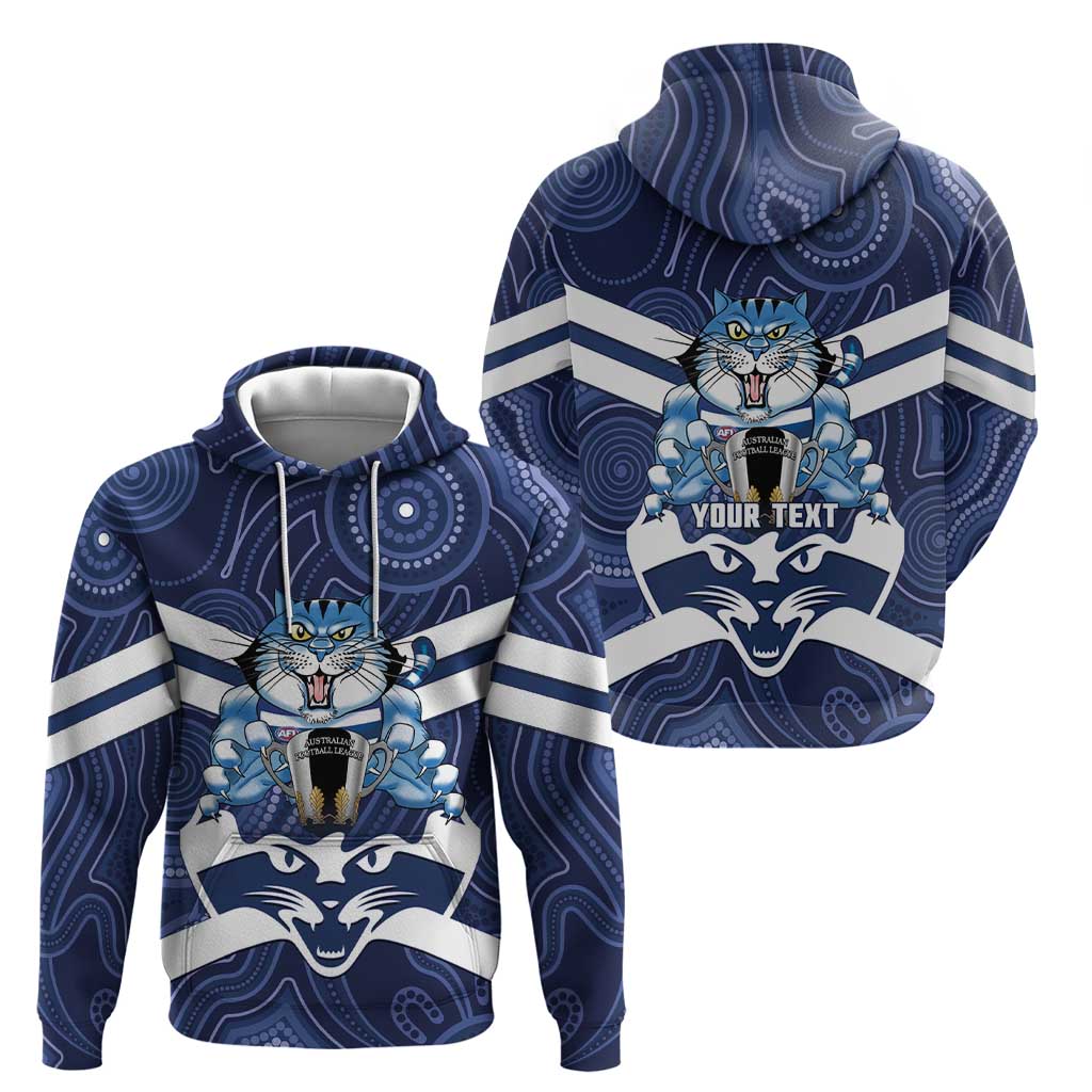 AFL Cats Football Personalised Hoodie Final Geelong Premiers Trophy Aboriginal - Aussie Hoodie