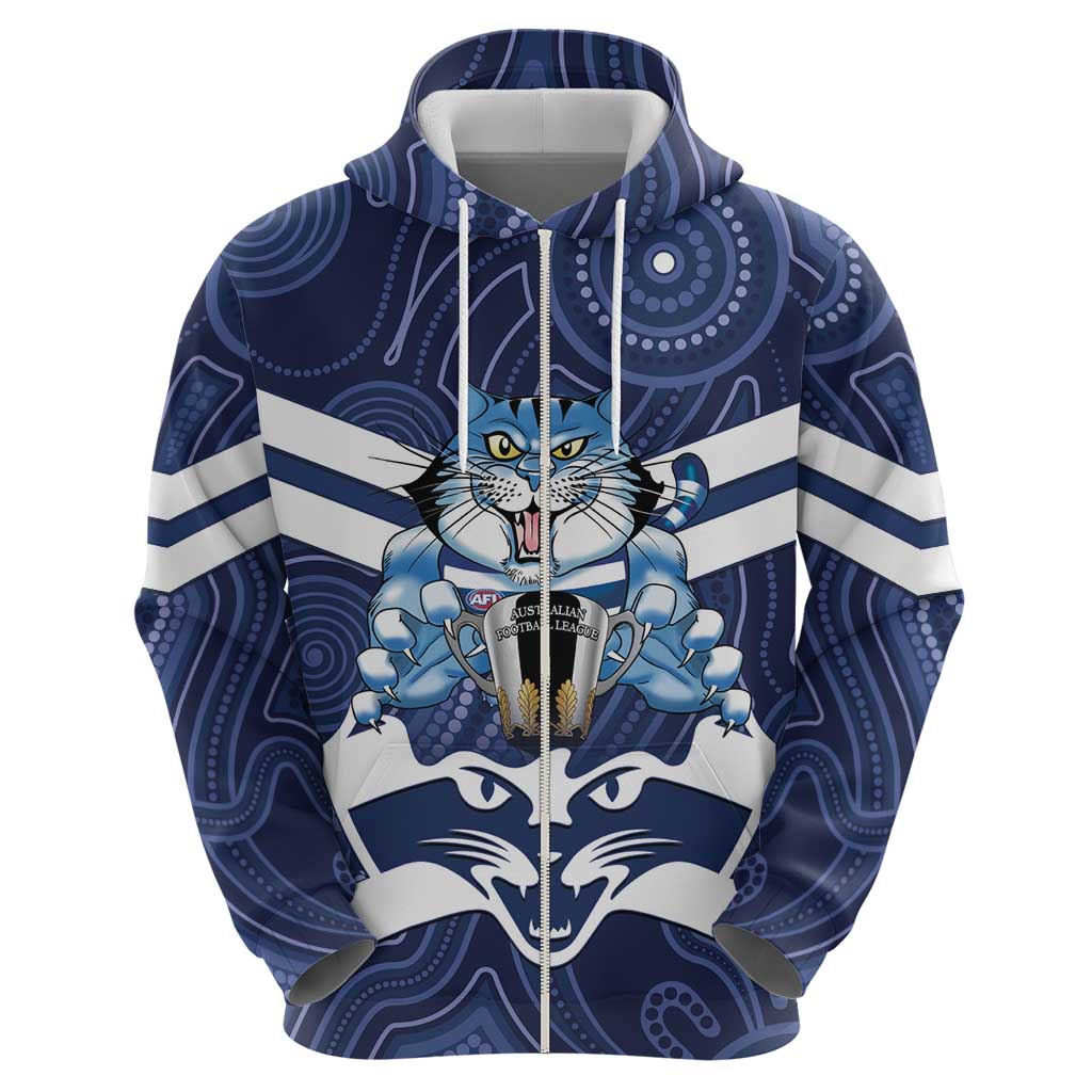AFL Cats Football Personalised Hoodie Final Geelong Premiers Trophy Aboriginal - Aussie Hoodie