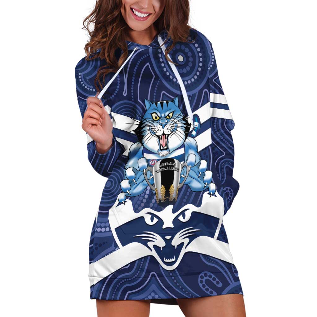 AFL Cats Football Personalised Hoodie Dress Final Geelong Premiers Trophy Aboriginal - Aussie Hoodie