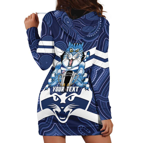 AFL Cats Football Personalised Hoodie Dress Final Geelong Premiers Trophy Aboriginal - Aussie Hoodie