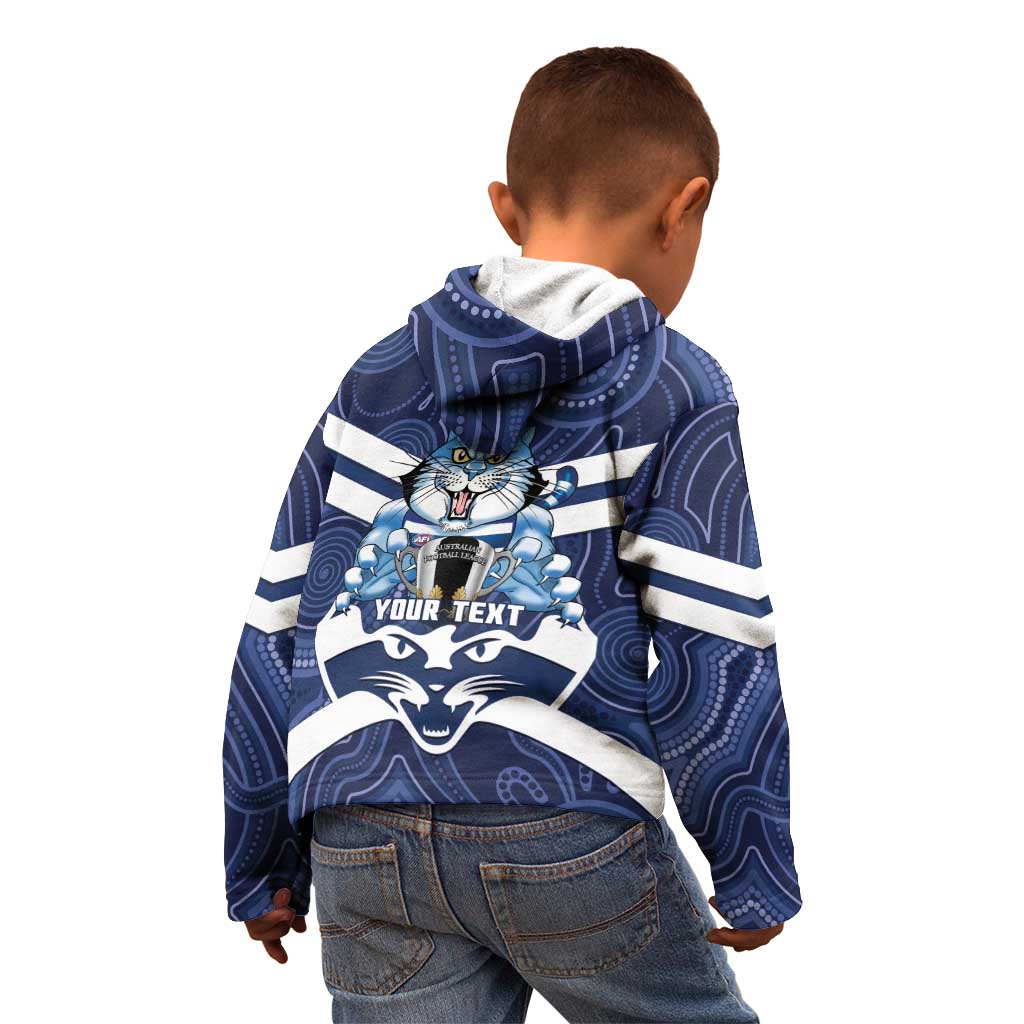 AFL Cats Football Personalised Kid Hoodie Final Geelong Premiers Trophy Aboriginal - Aussie Hoodie