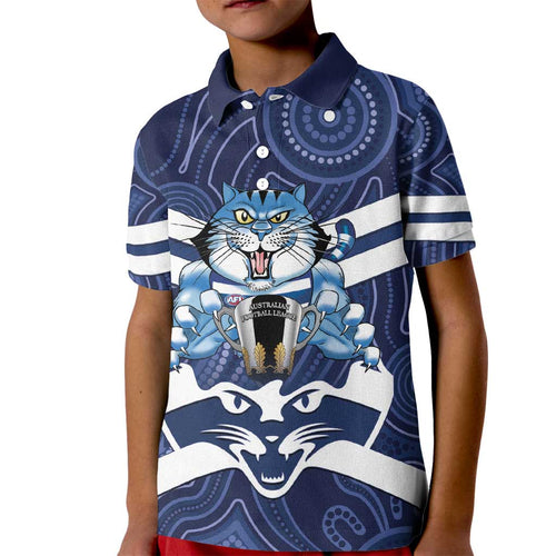 AFL Cats Football Personalised Kid Polo Shirt Final Geelong Premiers Trophy Aboriginal - Aussie Hoodie