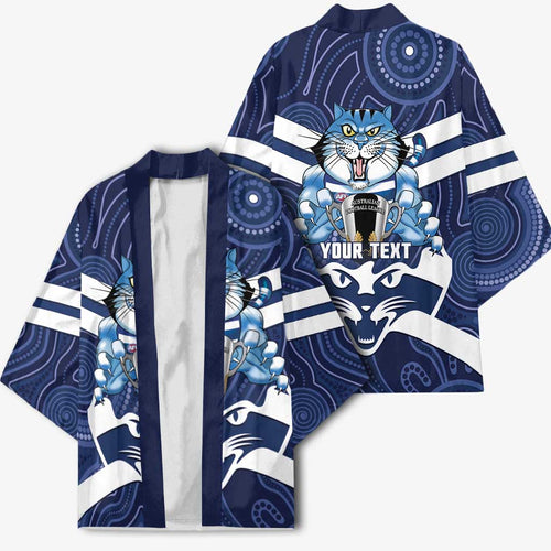 AFL Cats Football Personalised Kimono Final Geelong Premiers Trophy Aboriginal - Aussie Hoodie