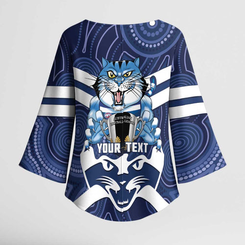 AFL Cats Football Personalised Kimono Sleeve Blouse Final Geelong Premiers Trophy Aboriginal - Aussie Hoodie