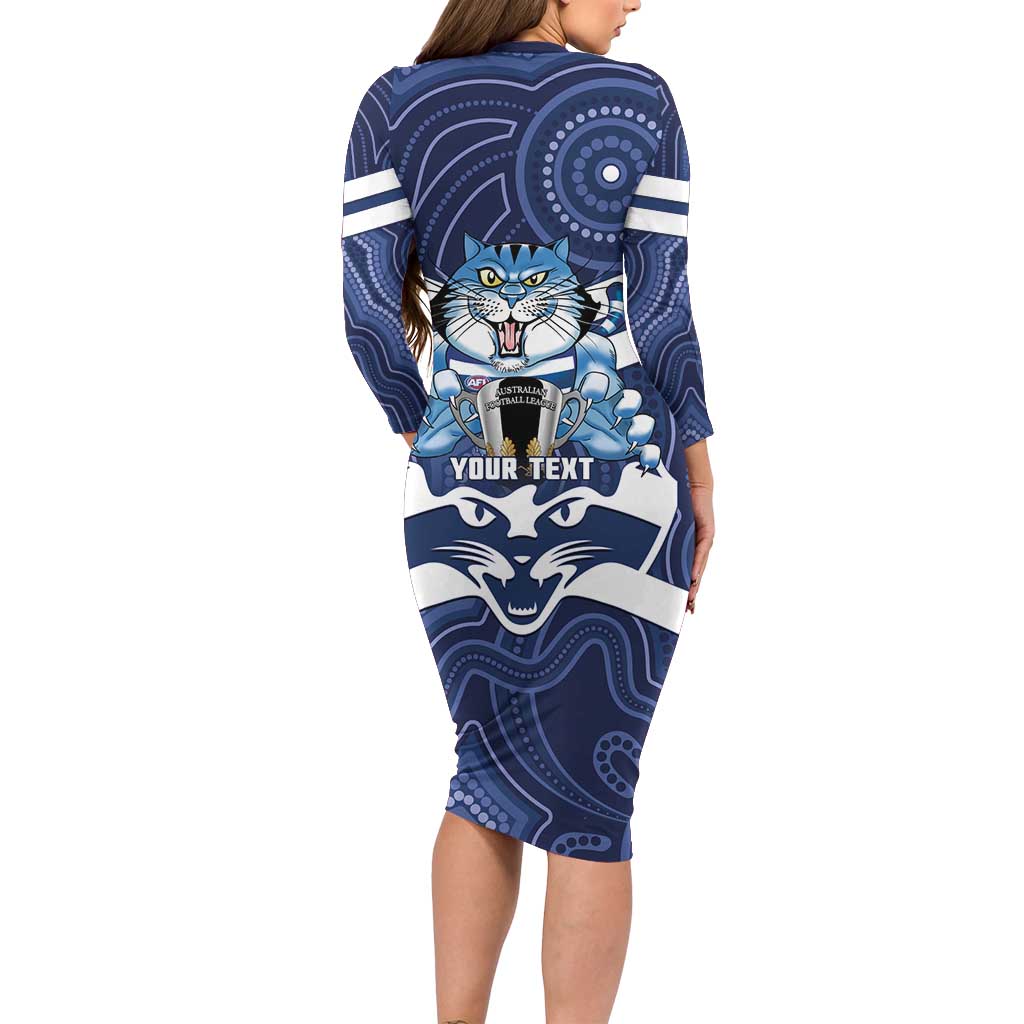 AFL Cats Football Personalised Long Sleeve Bodycon Dress Final Geelong Premiers Trophy Aboriginal - Aussie Hoodie