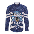 AFL Cats Football Personalised Long Sleeve Button Shirt Final Geelong Premiers Trophy Aboriginal - Aussie Hoodie