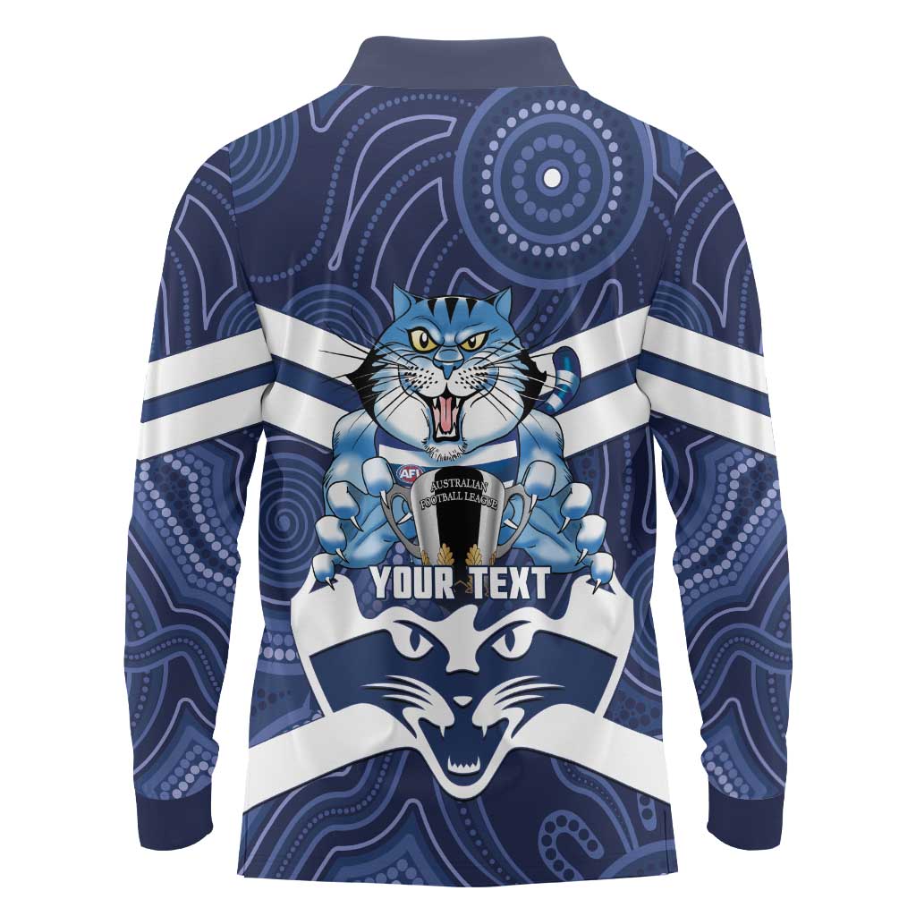 AFL Cats Football Personalised Long Sleeve Polo Shirt Final Geelong Premiers Trophy Aboriginal - Aussie Hoodie