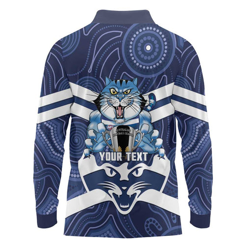 AFL Cats Football Personalised Long Sleeve Polo Shirt Final Geelong Premiers Trophy Aboriginal - Aussie Hoodie