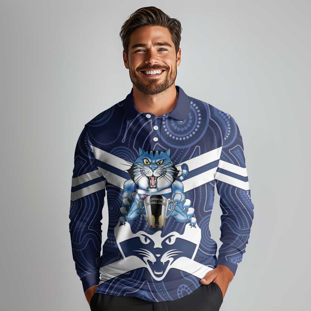 AFL Cats Football Personalised Long Sleeve Polo Shirt Final Geelong Premiers Trophy Aboriginal - Aussie Hoodie