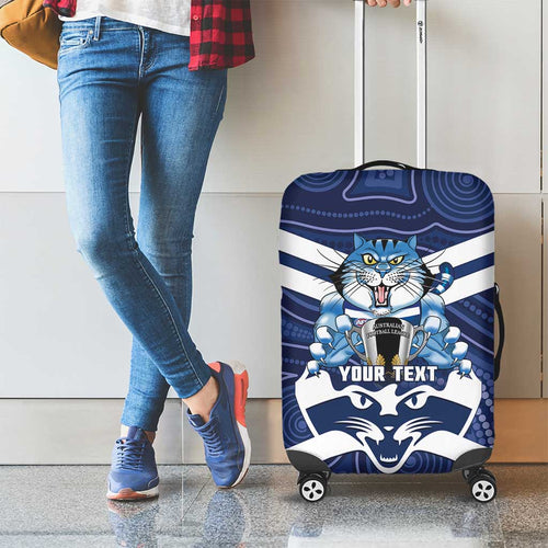 AFL Cats Football Personalised Luggage Cover Final Geelong Premiers Trophy Aboriginal - Aussie Hoodie