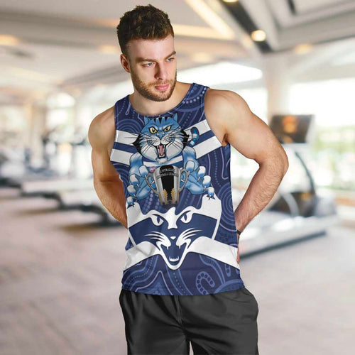 AFL Cats Football Personalised Men Tank Top Final Geelong Premiers Trophy Aboriginal - Aussie Hoodie