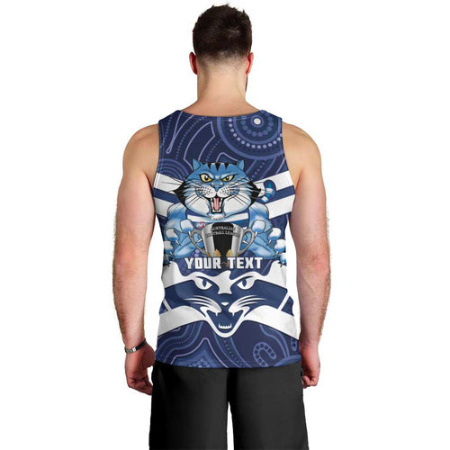 AFL Cats Football Personalised Men Tank Top Final Geelong Premiers Trophy Aboriginal - Aussie Hoodie