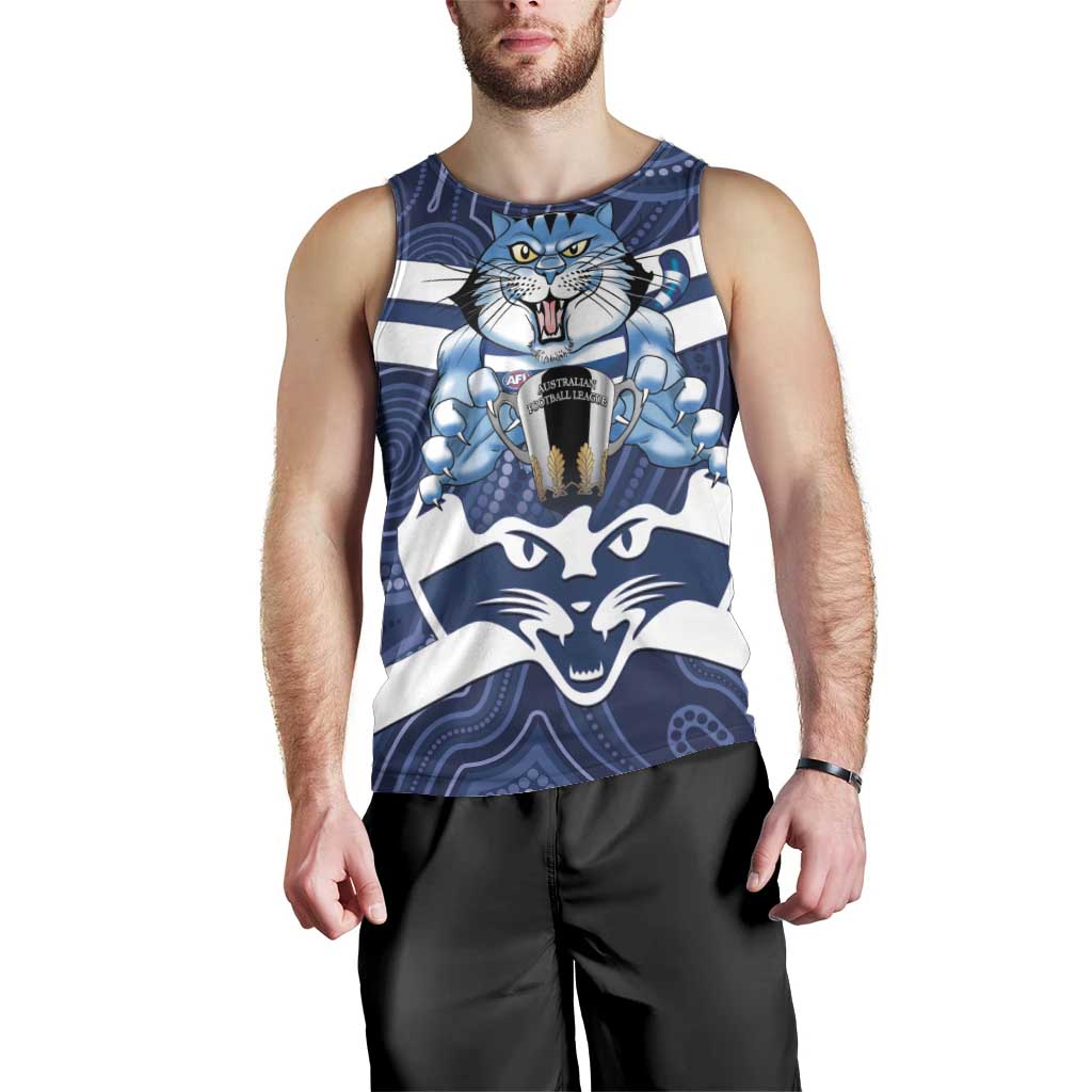 AFL Cats Football Personalised Men Tank Top Final Geelong Premiers Trophy Aboriginal - Aussie Hoodie