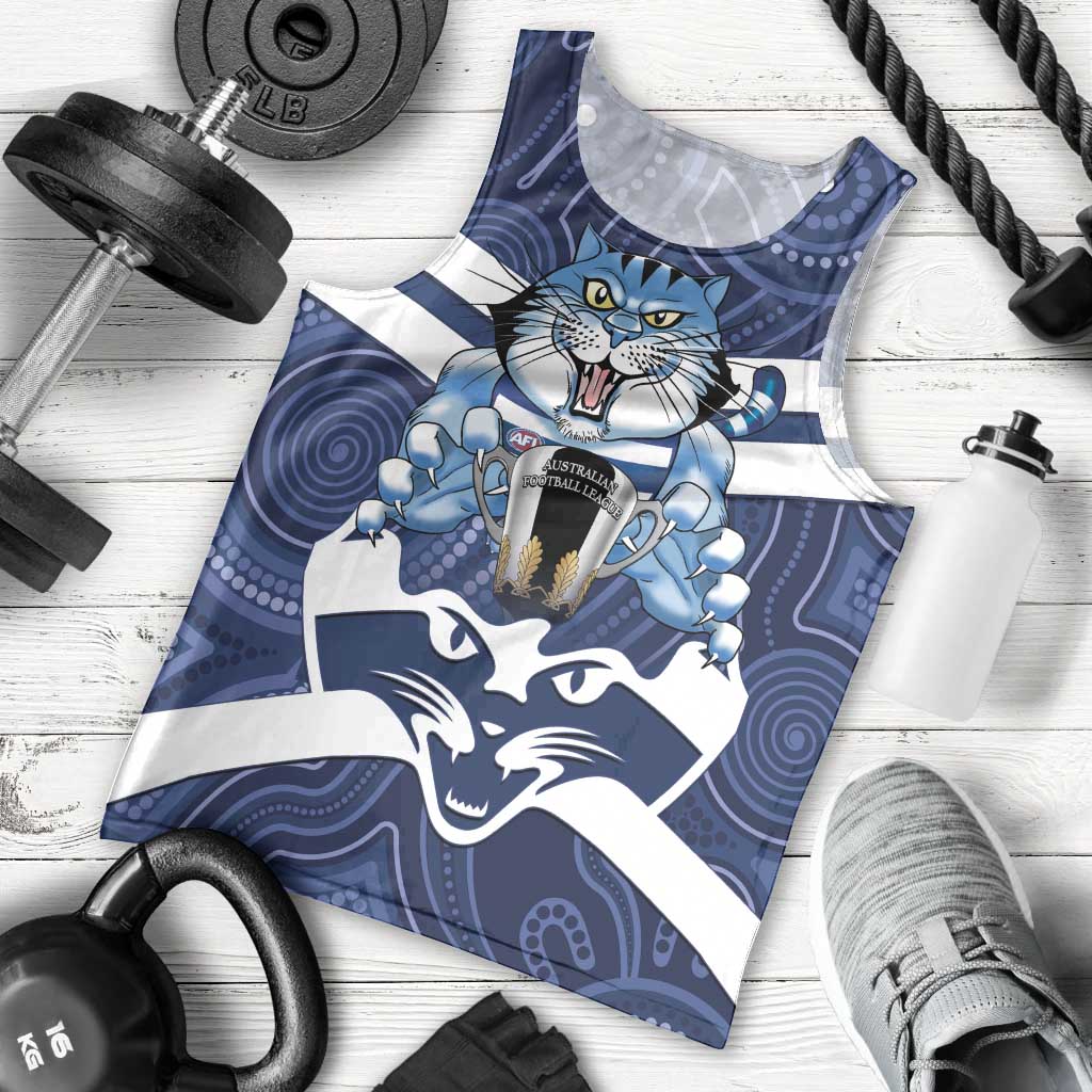 AFL Cats Football Personalised Men Tank Top Final Geelong Premiers Trophy Aboriginal - Aussie Hoodie