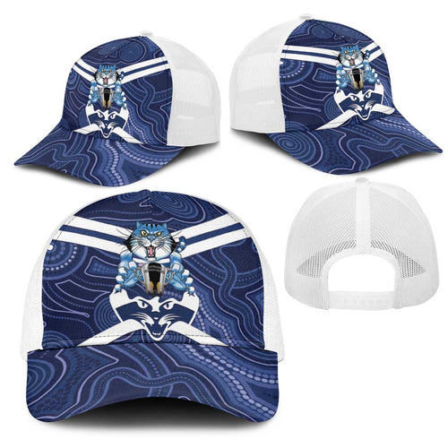 AFL Cats Football Mesh Trucker Cap Final Geelong Premiers Trophy Aboriginal - Aussie Hoodie
