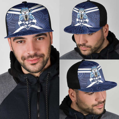AFL Cats Football Mesh Trucker Cap Final Geelong Premiers Trophy Aboriginal - Aussie Hoodie