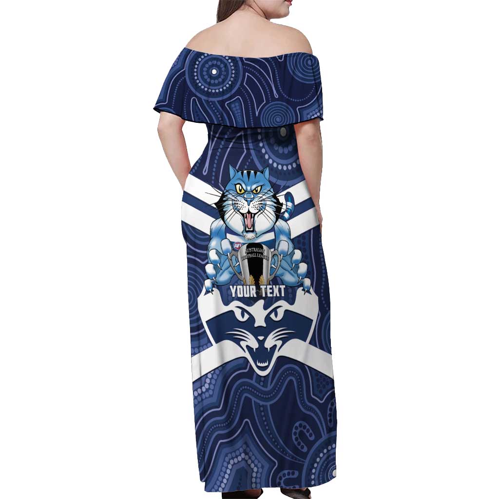 AFL Cats Football Personalised Off Shoulder Maxi Dress Final Geelong Premiers Trophy Aboriginal - Aussie Hoodie