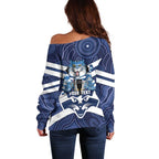 AFL Cats Football Personalised Off Shoulder Sweater Final Geelong Premiers Trophy Aboriginal - Aussie Hoodie