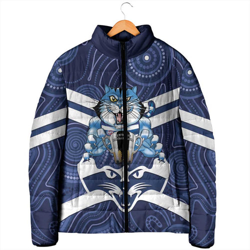 AFL Cats Football Personalised Padded Jacket Final Geelong Premiers Trophy Aboriginal - Aussie Hoodie