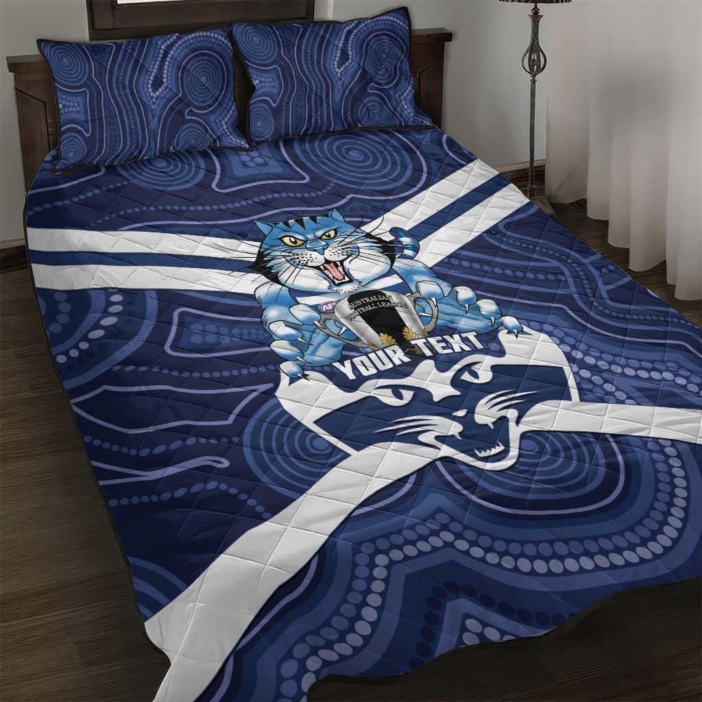 AFL Cats Football Personalised Quilt Bed Set Final Geelong Premiers Trophy Aboriginal - Aussie Hoodie
