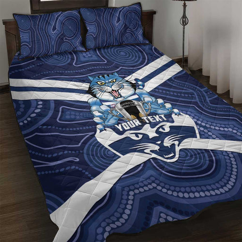 AFL Cats Football Personalised Quilt Bed Set Final Geelong Premiers Trophy Aboriginal - Aussie Hoodie